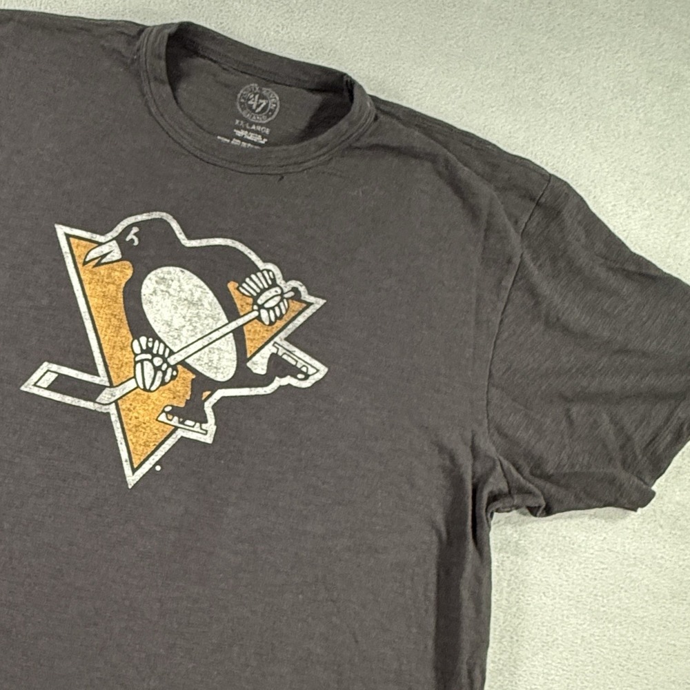 '47 Pittsburgh Penguins Retro Logo Graphic Short Sleeve T-Shirt Mens 2XL Black
